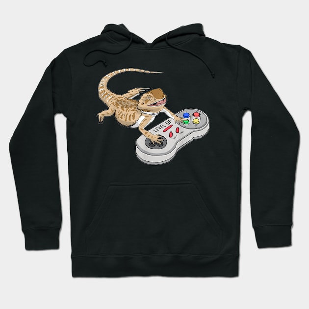 Bearded Dragon Playing Video Game Reptiles Pagona Gamers Hoodie by irelandefelder